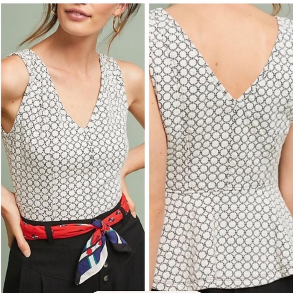 Anthro maeve Astoria peplum top v neck white